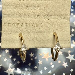 Anthropologie mini gold hoop earrings with triangle crystals NWT